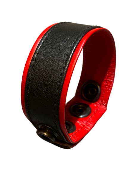 ruff GEAR Double Tone Leather Cock Strap Black Red