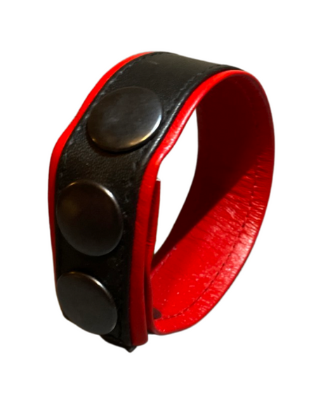 ruff GEAR Double Tone Leather Cock Strap Black Red