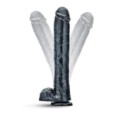 Jet Dark Steel Carbon Metallic Black Dildo 14 Inch