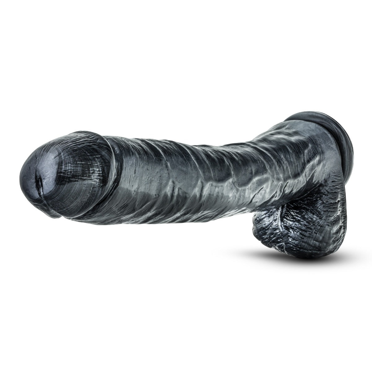 Jet Dark Steel Carbon Metallic Black Dildo 14 Inch