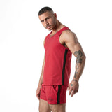 Locker Gear Sport Mesh Stripe Tank Top Red - FETCH