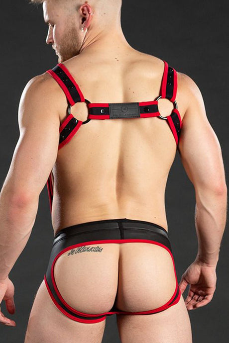 Mr S Leather Neo Carbon Black Crossbow Harness Black Red