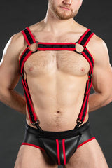 Mr S Leather Neo Carbon Black Crossbow Harness Black Red