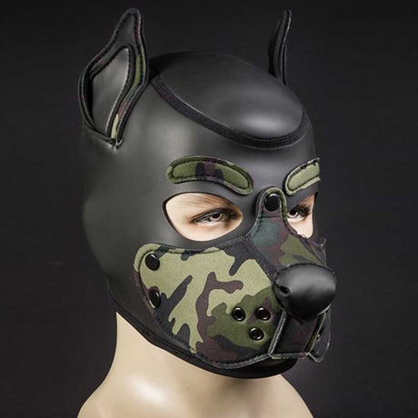 Mr S Leather Neoprene K9 Puppy Hood Black Camo
