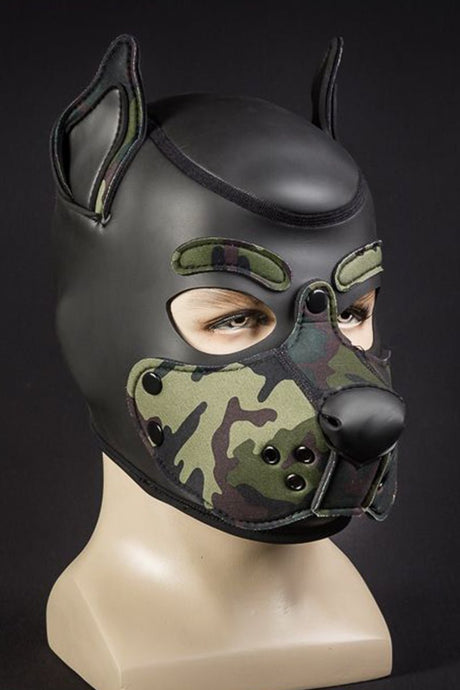 Mr S Leather Neoprene K9 Puppy Hood Black Camo