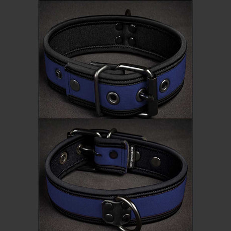 Mr S Leather Neoprene Puppy Collar Navy Black
