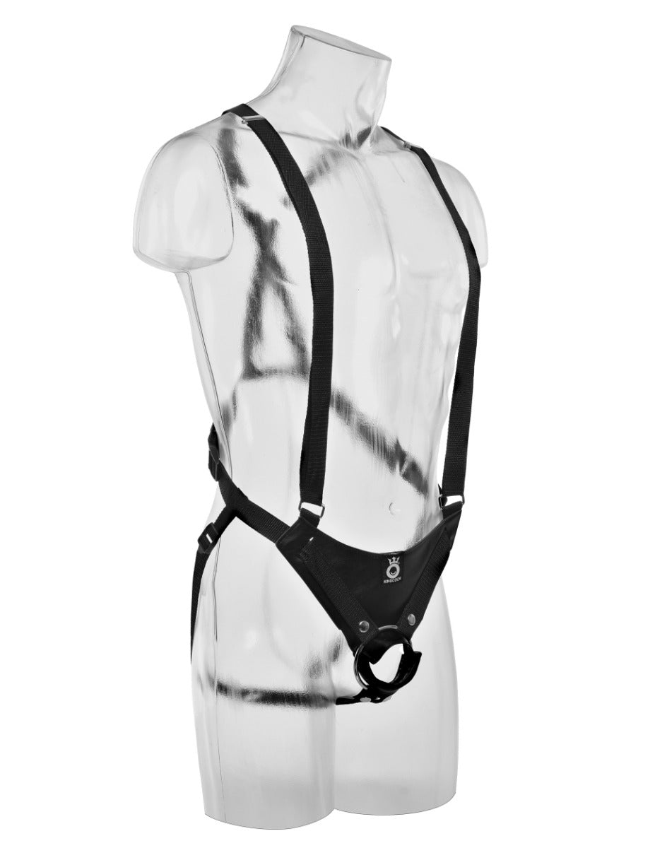 Pipedream King Cock 10 Inch Hollow Strap On Suspender System Flesh Black