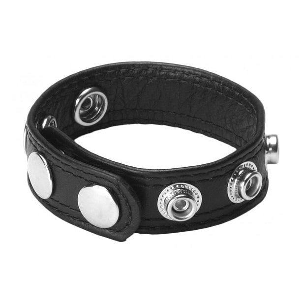 ruff GEAR Leather Speed Snap Cock Ring Black - FETCH