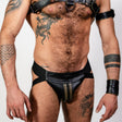 ruff GEAR Double Tone Leather Zip Jockstrap Army Black