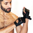 ruff GEAR Fingerless Leather Gloves Black
