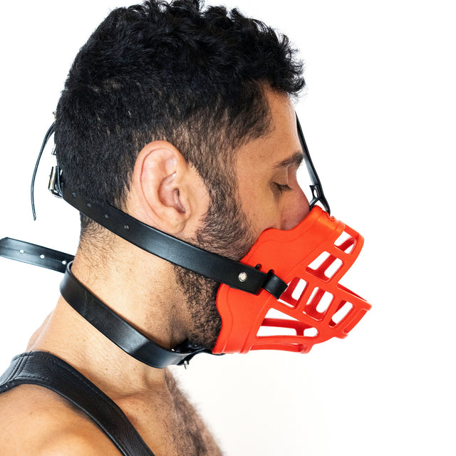 ruff GEAR Silicone Bulldog Muzzle and Ball Gag Black Red