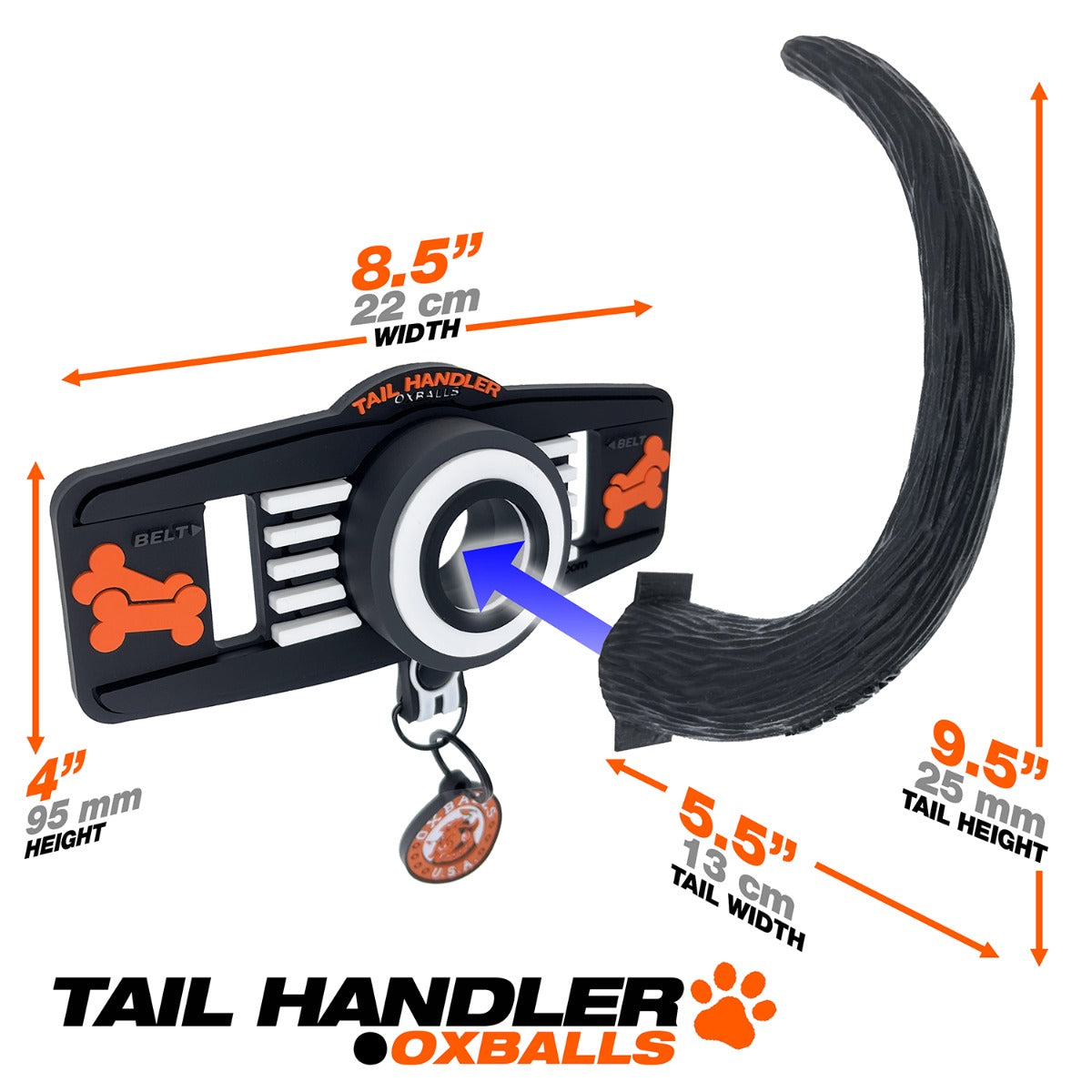 Oxballs TAIL HANDLER Belt Strap Show Tail Black